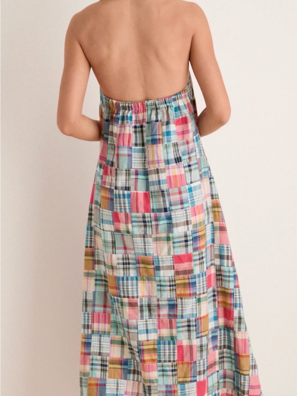 Tuckernuck Multicolor Patchwork Halter Maxi Dress in Pink, Blue, Green, Tan - Picture 2 of 3